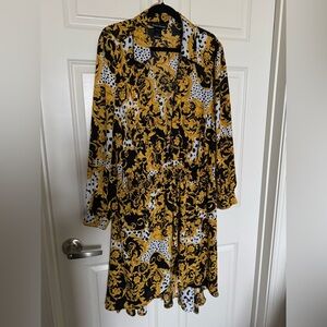 Ashley Stewart Black and Gold Floral Blouse